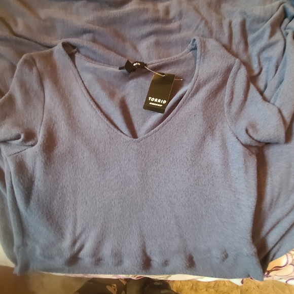 Grayish, Bluish V Neck Sweater Dress - Picture 5 of 5